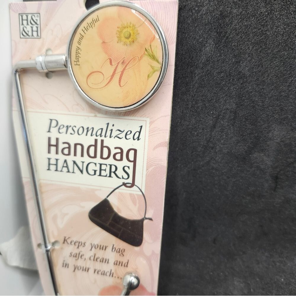 H&H Letter “H” Personalized Handbag Hanger – Floral Purse Hook – Monogram Handba